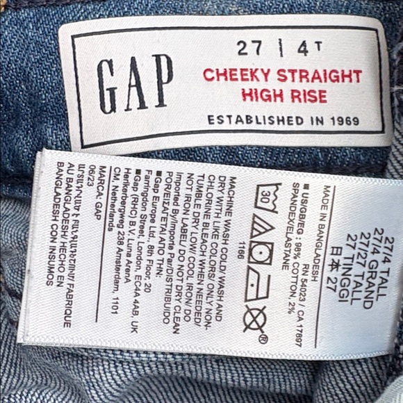 Gap cheeky straight high rise jeans 27 4T 4 tall button fly inseam 30" - Picture 5 of 11